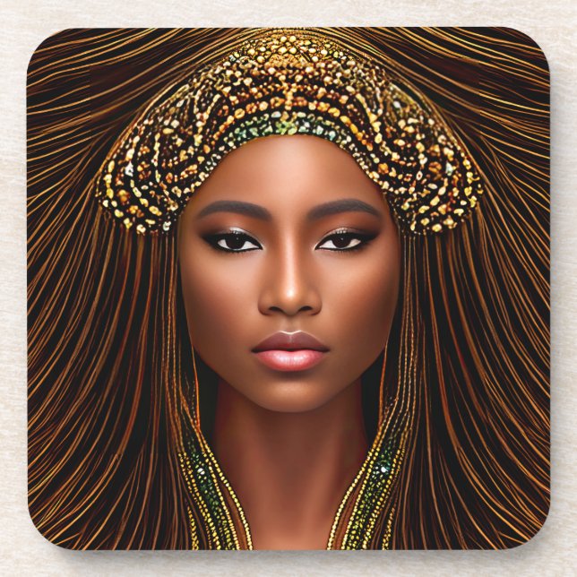 Regal African Beauty: Celebrating Black History  Coaster (Front)