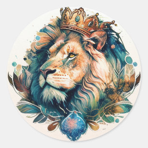 Regal and Royal Watercolor Style Lion Sticker