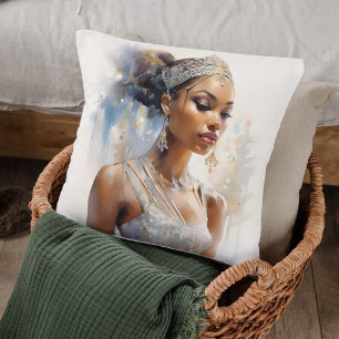 Regal Ballerina Watercolor Throw Pillow