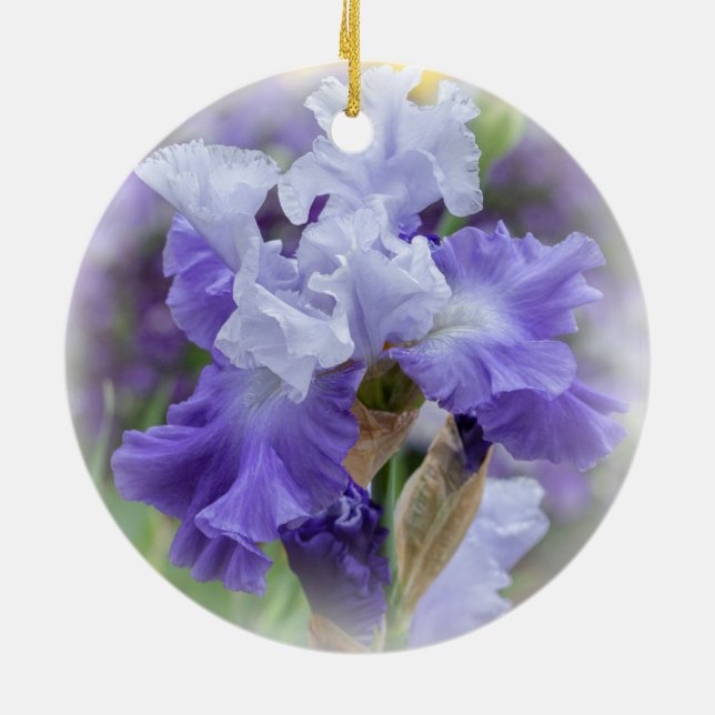 Regal Bearded Iris - Purple & White Ceramic Ornament (Back)