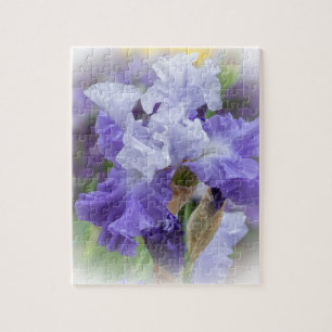 Regal Bearded Iris - Purple & White Jigsaw Puzzle