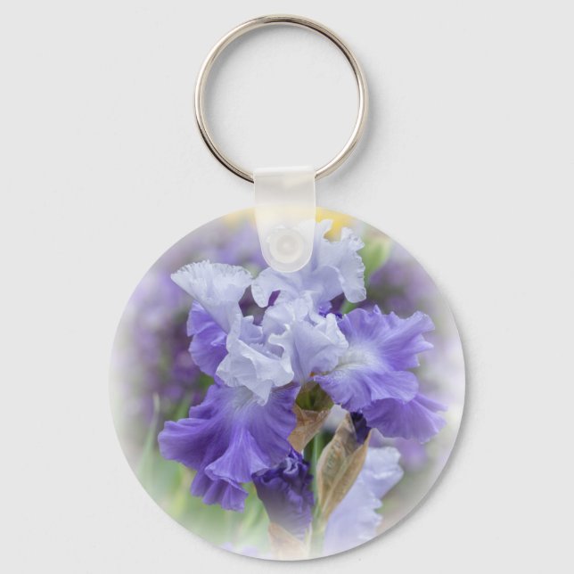 Regal Bearded Iris - Purple & White Keychain (Front)