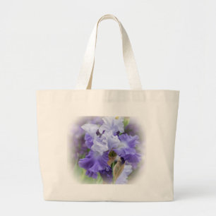 Regal Bearded Iris - Purple & White Large Tote Bag