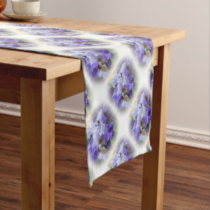 Regal Bearded Iris - Purple & White Short Table Runner