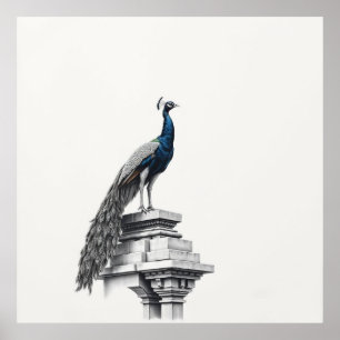 Regal Beauty: Peacock Art Poster