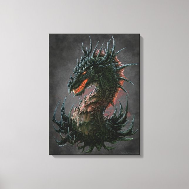Regal Black Dragon Head - Full Colour Canvas Print (Front)