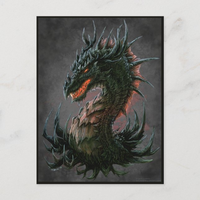 Regal Black Dragon Head - Full Colour Postcard (Front)