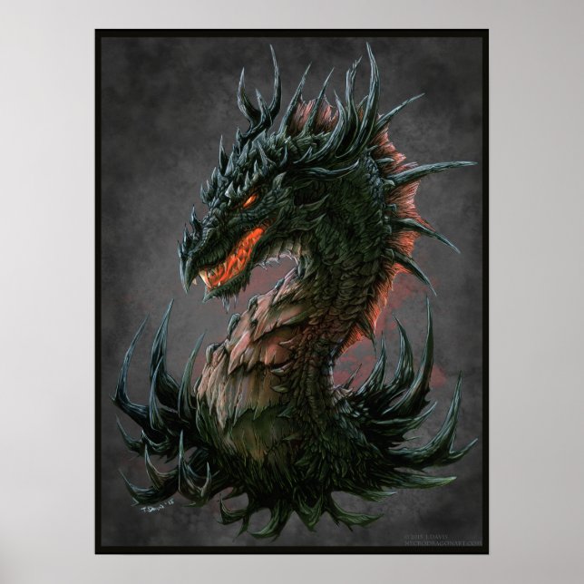 Regal Black Dragon Head - Full Colour Poster (Front)