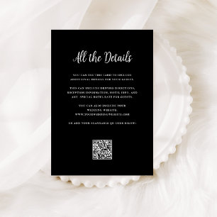 Regal Black   Wedding Guest Details QR Code Enclosure Card