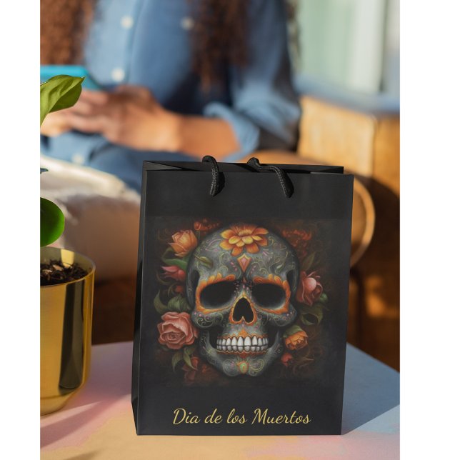 Regal Bloom Sugar Skull, custom Medium Gift Bag (Creator Uploaded)