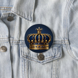 Regal Blue Crown Series 3 Inch Round Button