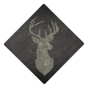 Regal Buck Trophy Deer Silhouette in Camouflage Graduation Cap Topper