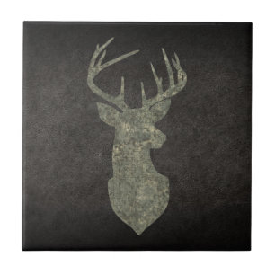 Regal Buck Trophy Deer Silhouette in Camouflage Tile