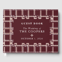 Regal Burgundy Dusty Rose Greek Key Family Name