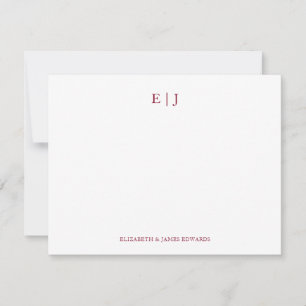 Regal Burgundy Red Monogram Initials Personalized Card