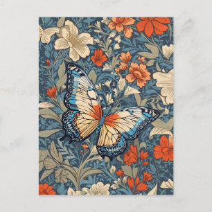 Regal Butterfly Amidst William Morris Floral Postcard