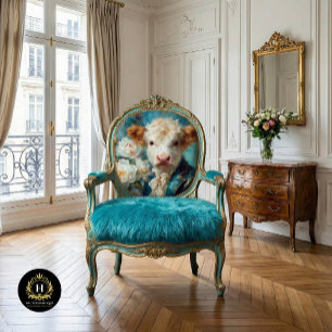 Regal Calf in Teal Brocade Decoupage Tissue Paper