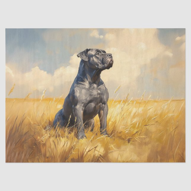 Regal Cane Corso In A Field Painting Decoupage Tissue Paper (Front)