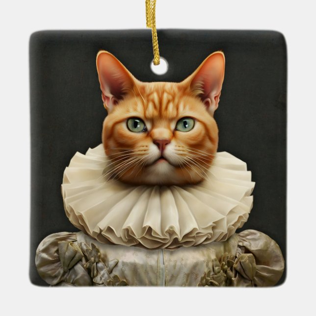 Regal Cat Ceramic Ornament (Front)