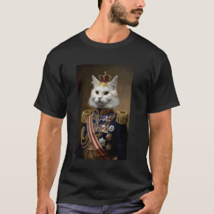 Regal Cat In Royal Attire With Medals And Crown Fo T-Shirt