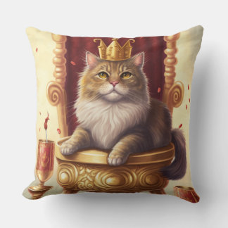 Regal Cat Throne Throw Pillow