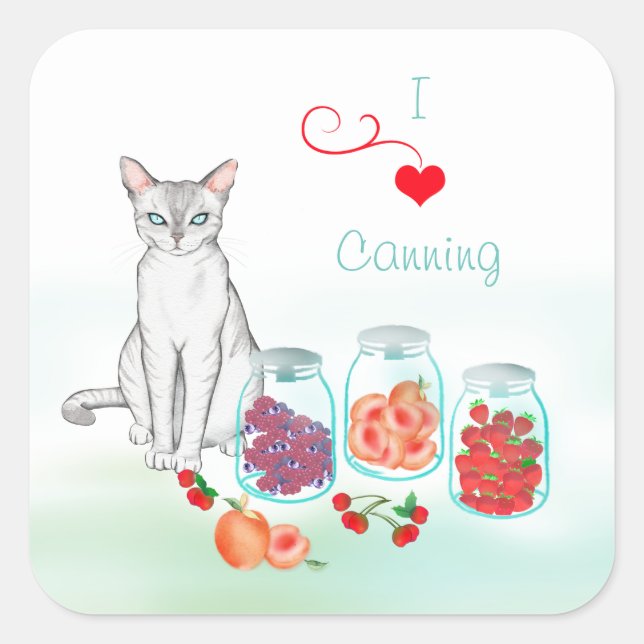 Regal Cat with Canned Fruit in Mason Jars Sticker (Front)