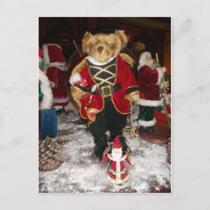 Regal Christmas Teddy Bear Holiday Art Print Postcard
