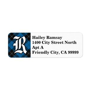 Regal Clan Ramsay Blue and Black Tartan Monogram
