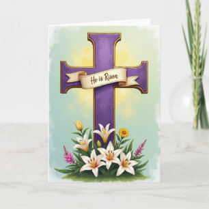 Regal Cross Floral Blessing Card