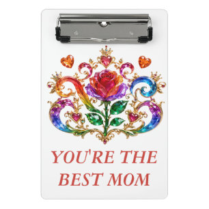 Regal Crystal Rose Diamond Crown Royal Mini Clipboard