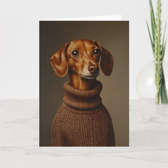 Regal Dachshund in a Turtleneck Invitation (Front)