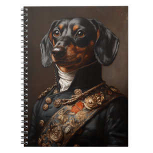 Regal Dachshund in Napoleonic Military Uniform Notebook