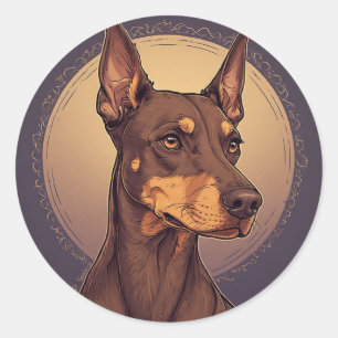 Regal Doberman Portrait Classic Round Sticker