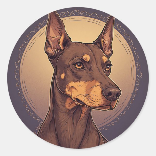 Regal Doberman Portrait Classic Round Sticker (Front)