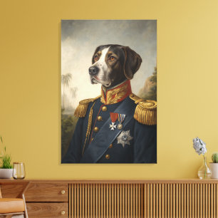 Regal Dog General Portrait Custom Digital Vintage Canvas Print
