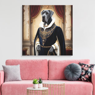 Regal Dog in Renaissance Attire - Digital Art for  Canvas Print