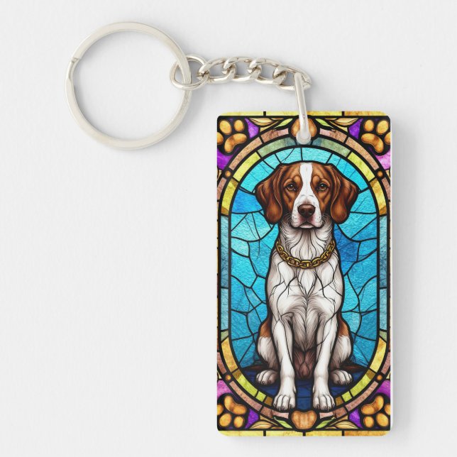 Regal Dog Portrait with Lavish Gold Frame Keychain (Front)