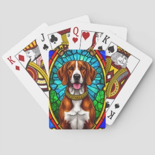Regal Dog Portrait with Lavish Gold Frame Playing Cards