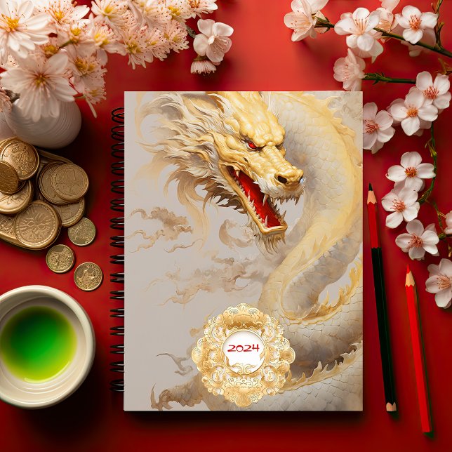 Regal Dragon Lore: Custom Golden Dragon  Notebook (Mystical Golden Chinese Dragon, Chinese New Year Gifts)