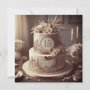 REGAL EDITABLE WEDDING ANNIVERSARY CAKE INVITATION