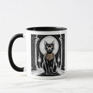 Regal Egyptian Black Cat Art Mug