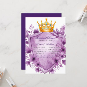 Regal Elegance Purple Watercolor Rehearsal Dinner Invitation