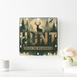 Regal Elk Misty Water HUNT Square Wall Clock