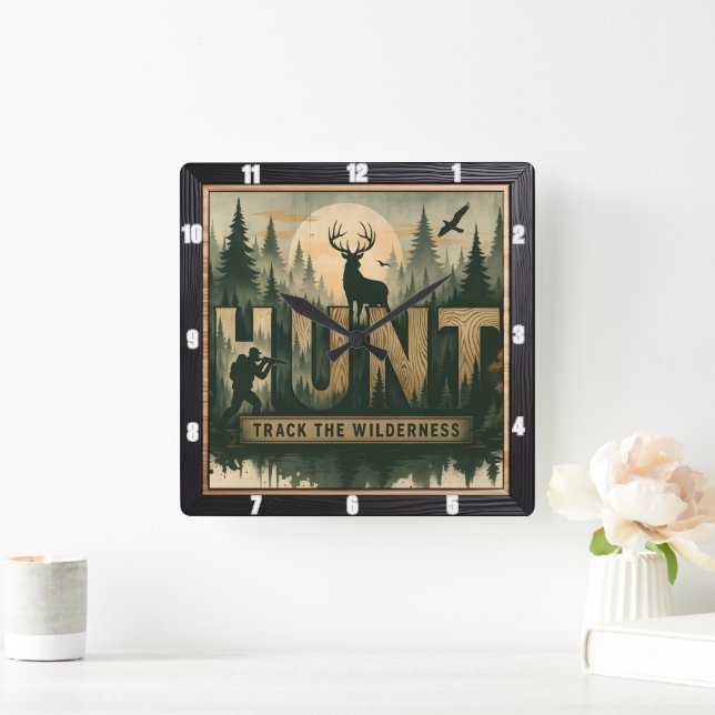 Regal Elk Misty Water  Square Wall Clock (Home)