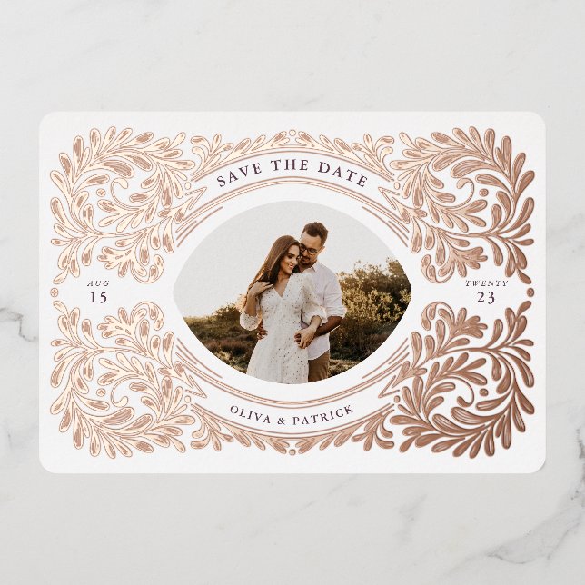 Regal Embellished Save The Date Photo Frame Purple (Front)