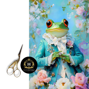 Regal Frog Floral Blue Attire Wedding Decoupage Tissue Paper