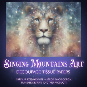 Regal Galaxy Lion Decoupage Tissue Paper