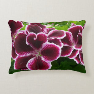 Regal Geranium Flowers Elegant Maroon Floral Accent Pillow