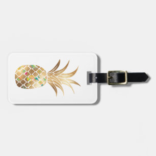 Regal Gold Collage Pineapple Luggage Tag
