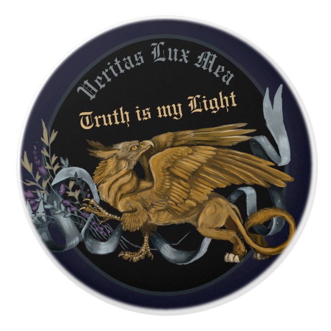 Regal Gold Gryphon Ceramic Knob (Front)